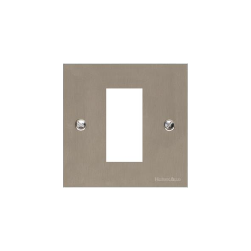 Bauhaus Range Satin Nickel Switches & Sockets, BH5 - 1 Module Euro Plate by Heritage Brass By M-Marcus