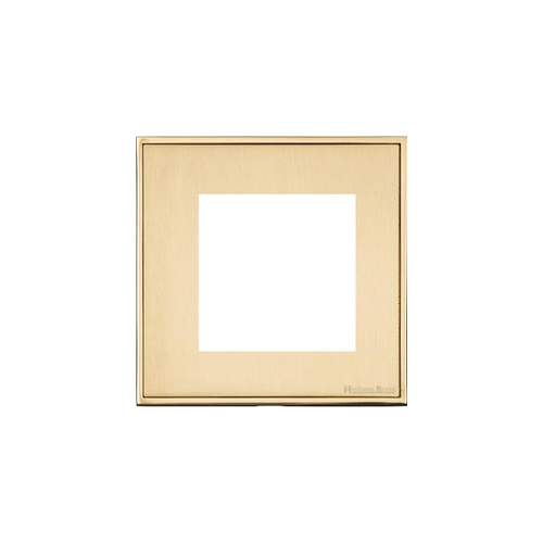 Executive Range Satin Brass with Polished Brass Switches & Sockets, EX14 - 2 Module Euro Plate by Heritage Brass By M-Marcus