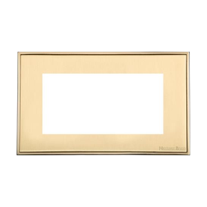 Executive Range Satin Brass with Polished Brass Switches & Sockets, EX14 - 4 Module Euro Plate by Heritage Brass By M-Marcus