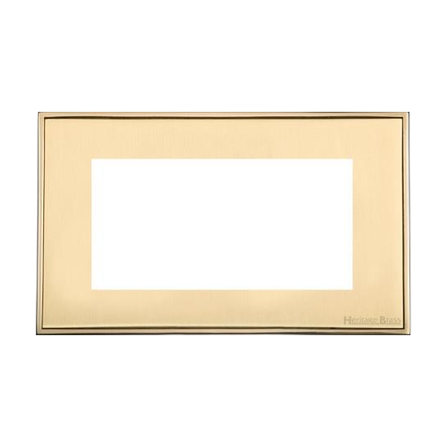 Executive Range Satin Brass with Polished Brass Switches & Sockets, EX14 - 4 Module Euro Plate by Heritage Brass By M-Marcus