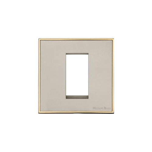 Executive Range Satin Nickel with Polished Brass Switches & Sockets, EX15 - 1 Module Euro Plate by Heritage Brass By M-Marcus