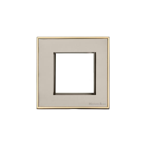 Executive Range Satin Nickel with Polished Brass Switches & Sockets, EX15 - 2 Module Euro Plate by Heritage Brass By M-Marcus