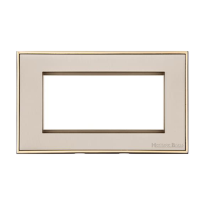 Executive Range Satin Nickel with Polished Brass Switches & Sockets, EX15 - 4 Module Euro Plate by Heritage Brass By M-Marcus