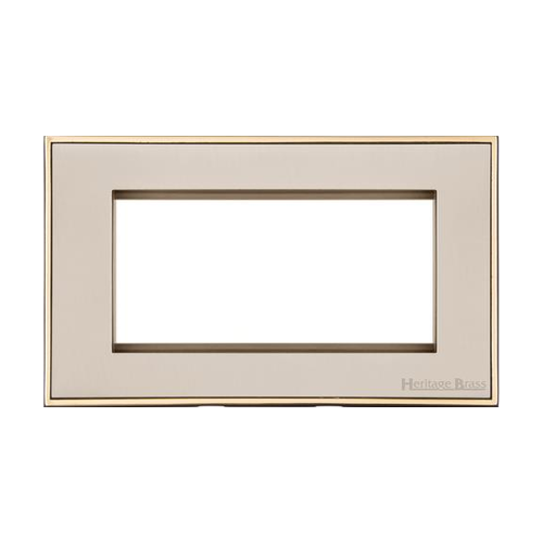 Executive Range Satin Nickel with Polished Brass Switches & Sockets, EX15 - 4 Module Euro Plate by Heritage Brass By M-Marcus