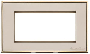 Executive Range Satin Nickel with Polished Brass Switches & Sockets, EX15 - 4 Module Euro Plate by Heritage Brass By M-Marcus