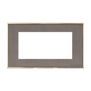 Executive Range Satin Black Nickel with Polished Brass Switches & Sockets, EX16 - 4 Module Euro Plate by Heritage Brass By M-Marcus