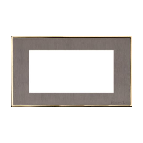 Executive Range Satin Black Nickel with Polished Brass Switches & Sockets, EX16 - 4 Module Euro Plate by Heritage Brass By M-Marcus