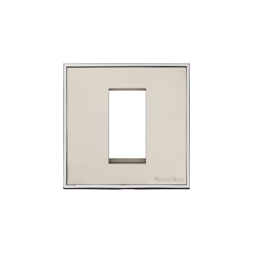 Executive Range Satin Nickel with Polished Chrome Switches & Sockets, EX25 - 1 Module Euro Plate by Heritage Brass By M-Marcus