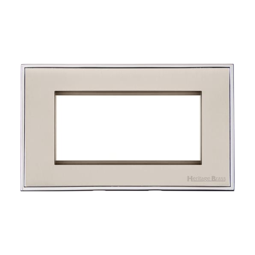 Executive Range Satin Nickel with Polished Chrome Switches & Sockets, EX25 - 4 Module Euro Plate by Heritage Brass By M-Marcus