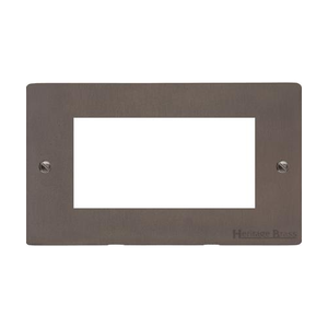 Stylist Bronze Flat Plate Range Switches & Sockets, L09 - 4 Module Euro Plate by Heritage Brass By M-Marcus