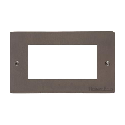 Stylist Bronze Flat Plate Range Switches & Sockets, L09 - 4 Module Euro Plate by Heritage Brass By M-Marcus