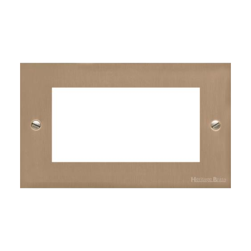 Victorian Elite Range Antique Brass Switches & Sockets, R91 - 4 Module Euro Plate by Heritage Brass By M-Marcus