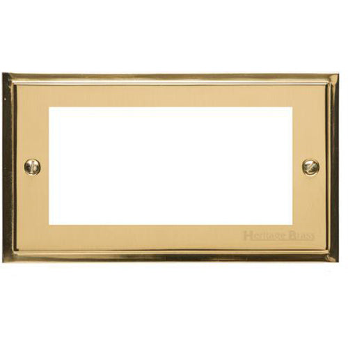 Elite Stepped Plate Range Polished Brass Switches & Sockets, S01 - 4 Module Euro Plate by Heritage Brass By M-Marcus