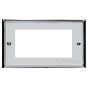 Elite Stepped Plate Range Polished Chrome Switches & Sockets, S02 - 4 Module Euro Plate by Heritage Brass By M-Marcus