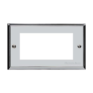 Elite Stepped Plate Range Polished Chrome Switches & Sockets, S02 - 4 Module Euro Plate by Heritage Brass By M-Marcus