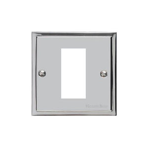 Elite Stepped Plate Range Polished Chrome Switches & Sockets, S02 - 1 Module Euro Plate by Heritage Brass By M-Marcus