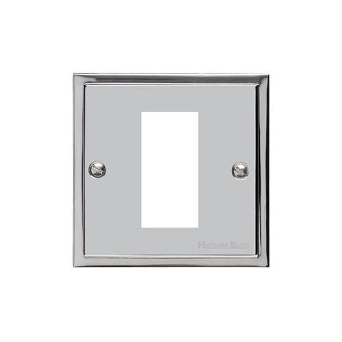 Elite Stepped Plate Range Polished Chrome Switches & Sockets, S02 - 1 Module Euro Plate by Heritage Brass By M-Marcus