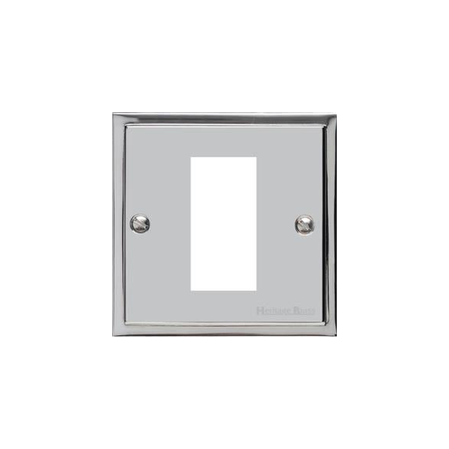 Elite Stepped Plate Range Polished Chrome Switches & Sockets, S02 - 1 Module Euro Plate by Heritage Brass By M-Marcus