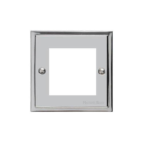 Elite Stepped Plate Range Polished Chrome Switches & Sockets, S02 - 2 Module Euro Plate by Heritage Brass By M-Marcus