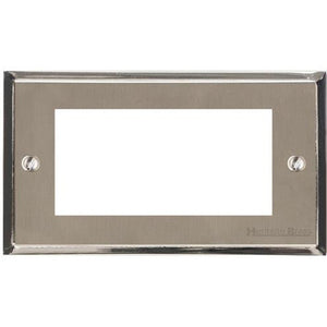 Elite Stepped Plate Range Satin Nickel Switches & Sockets, S05 - 4 Module Euro Plate by Heritage Brass By M-Marcus