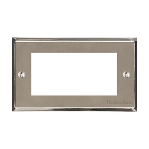 Elite Stepped Plate Range Satin Nickel Switches & Sockets, S05 - 4 Module Euro Plate by Heritage Brass By M-Marcus