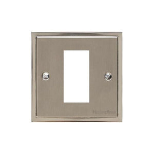 Elite Stepped Plate Range Satin Nickel Switches & Sockets, S05 - 1 Module Euro Plate by Heritage Brass By M-Marcus