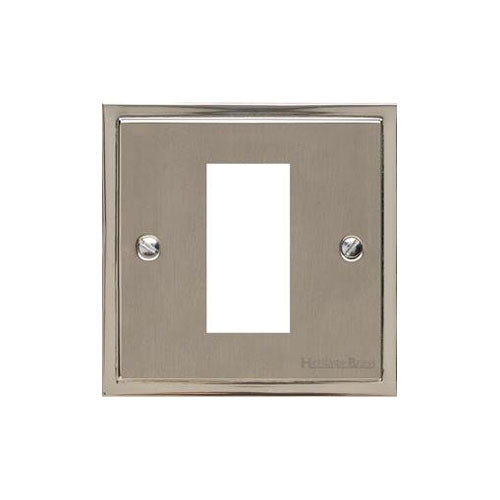 Elite Stepped Plate Range Satin Nickel Switches & Sockets, S05 - 1 Module Euro Plate by Heritage Brass By M-Marcus