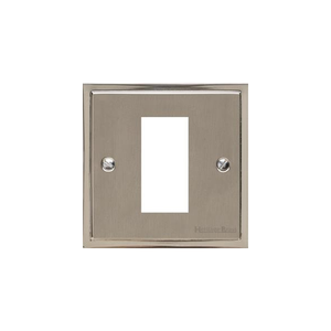 Elite Stepped Plate Range Satin Nickel Switches & Sockets, S05 - 1 Module Euro Plate by Heritage Brass By M-Marcus