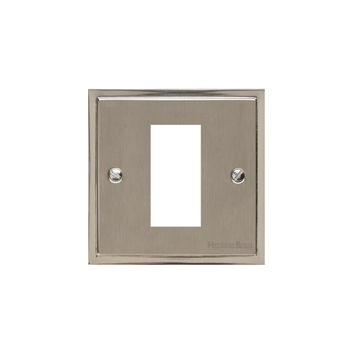 Elite Stepped Plate Range Satin Nickel Switches & Sockets, S05 - 1 Module Euro Plate by Heritage Brass By M-Marcus
