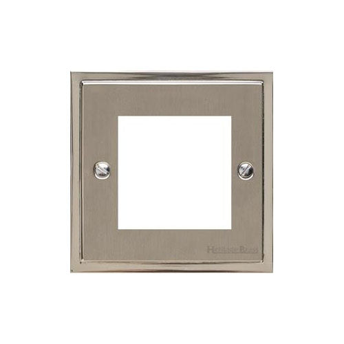 Elite Stepped Plate Range Satin Nickel Switches & Sockets, S05 - 2 Module Euro Plate by Heritage Brass By M-Marcus
