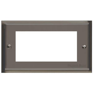 Elite Stepped Plate Range Polished Black Nickel Switches & Sockets, S06 - 4 Module Euro Plate by Heritage Brass By M-Marcus
