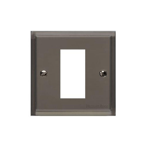 Elite Stepped Plate Range Polished Black Nickel Switches & Sockets, S06 - 1 Module Euro Plate by Heritage Brass By M-Marcus