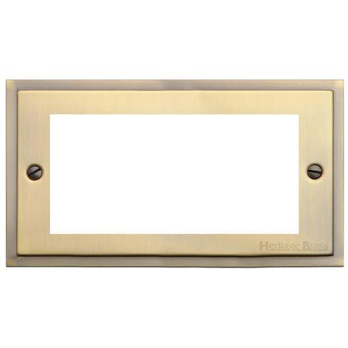 Elite Stepped Plate Range Antique Brass Switches & Sockets, S91 - 4 Module Euro Plate by Heritage Brass By M-Marcus