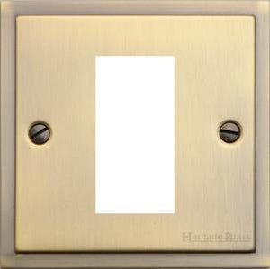 Heritage Brass Electrical, Elite Stepped Plate Range - Antique Brass - 1 Module Euro Plate, 1 Module Euro Plate, 1 Module Euro Plate, Euro Module Plates