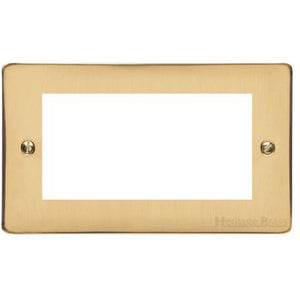 Elite Flat Plate Range Polished Brass Switches & Sockets, T01 - 4 Module Euro Plate by Heritage Brass By M-Marcus