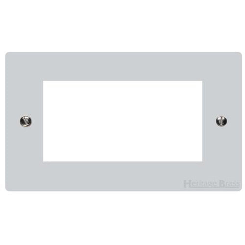 Elite Flat Plate Range Polished Chrome Switches & Sockets, T02 - 4 Module Euro Plate by Heritage Brass By M-Marcus