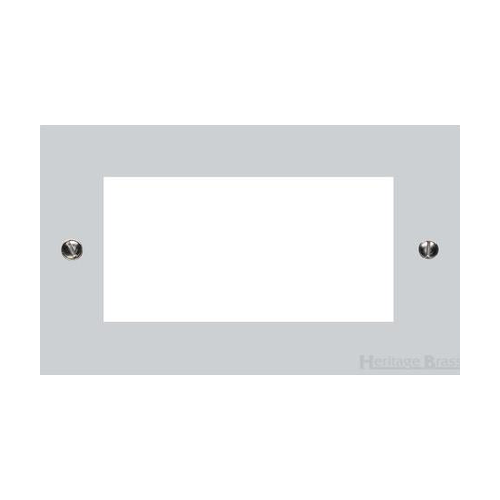 Elite Flat Plate Range Polished Chrome Switches & Sockets, T02 - 4 Module Euro Plate by Heritage Brass By M-Marcus