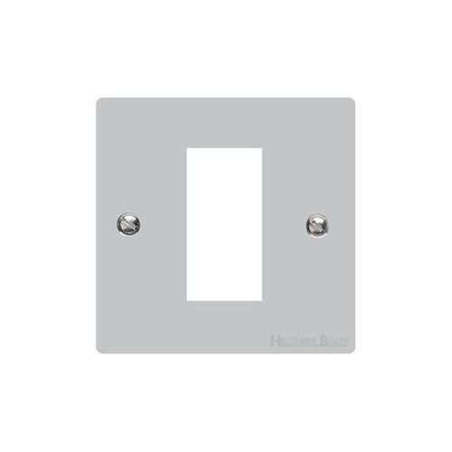Elite Flat Plate Range Polished Chrome Switches & Sockets, T02 - 1 Module Euro Plate by Heritage Brass By M-Marcus