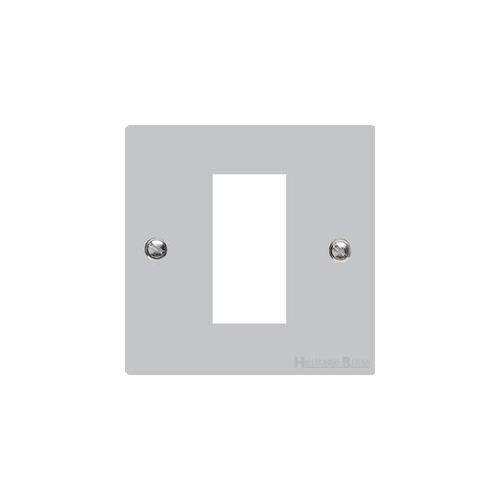 Elite Flat Plate Range Polished Chrome Switches & Sockets, T02 - 1 Module Euro Plate by Heritage Brass By M-Marcus