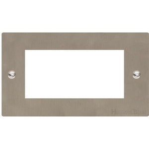 Elite Flat Plate Range Satin Nickel Switches & Sockets, T05 - 4 Module Euro Plate by Heritage Brass By M-Marcus