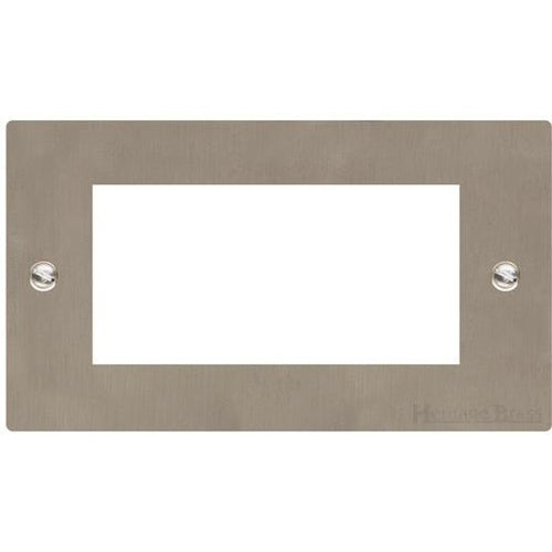 Elite Flat Plate Range Satin Nickel Switches & Sockets, T05 - 4 Module Euro Plate by Heritage Brass By M-Marcus