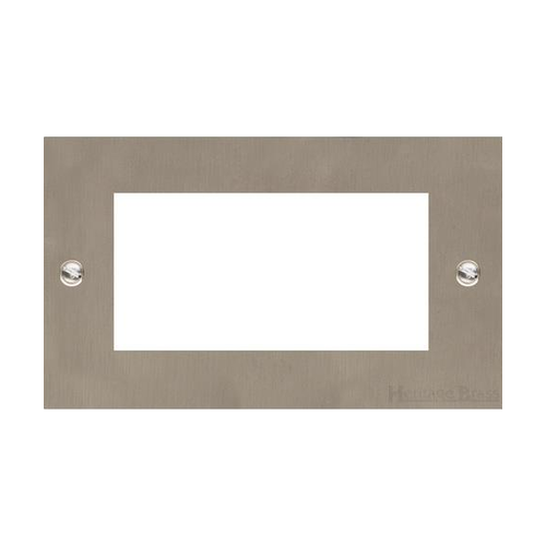 Elite Flat Plate Range Satin Nickel Switches & Sockets, T05 - 4 Module Euro Plate by Heritage Brass By M-Marcus