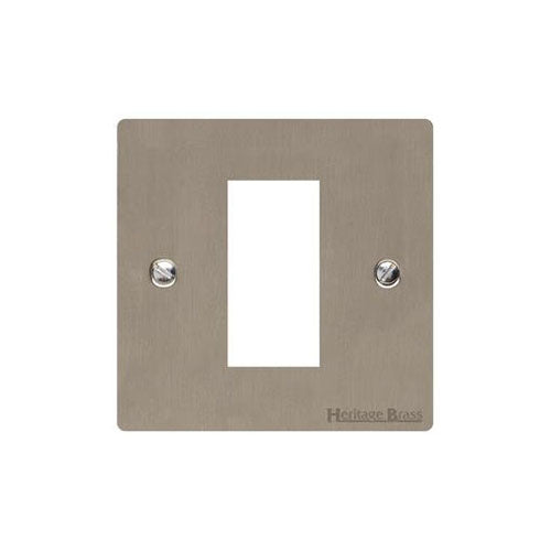 Elite Flat Plate Range Satin Nickel Switches & Sockets, T05 - 1 Module Euro Plate by Heritage Brass By M-Marcus