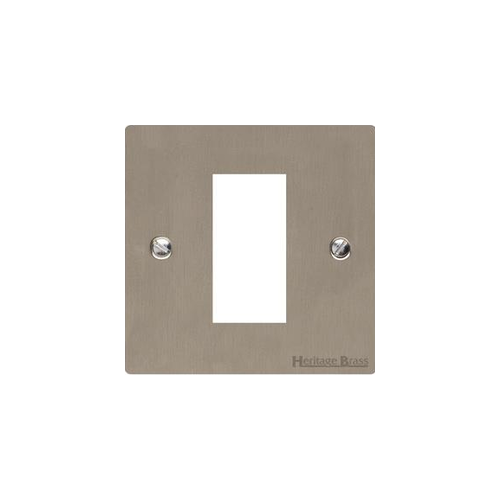 Elite Flat Plate Range Satin Nickel Switches & Sockets, T05 - 1 Module Euro Plate by Heritage Brass By M-Marcus