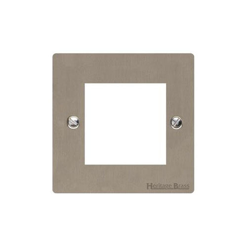 Elite Flat Plate Range Satin Nickel Switches & Sockets, T05 - 2 Module Euro Plate by Heritage Brass By M-Marcus