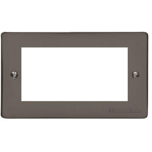 Elite Flat Plate Range Polished Black Nickel Switches & Sockets, T06 - 4 Module Euro Plate by Heritage Brass By M-Marcus