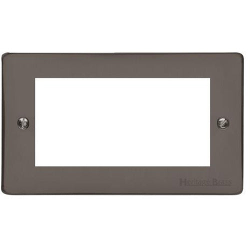 Elite Flat Plate Range Polished Black Nickel Switches & Sockets, T06 - 4 Module Euro Plate by Heritage Brass By M-Marcus