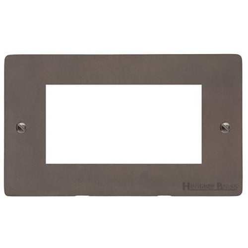 Elite Flat Plate Range Matt Bronze Switches & Sockets, T09 - 4 Module Euro Plate by Heritage Brass By M-Marcus