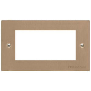 Elite Flat Plate Range Antique Brass Switches & Sockets, T91 - 4 Module Euro Plate by Heritage Brass By M-Marcus