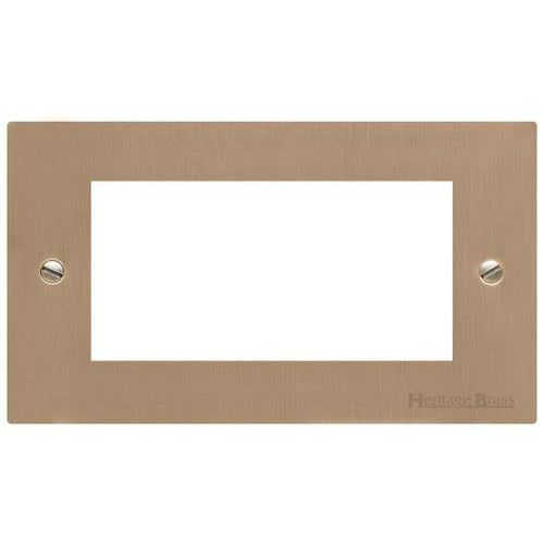 Elite Flat Plate Range Antique Brass Switches & Sockets, T91 - 4 Module Euro Plate by Heritage Brass By M-Marcus